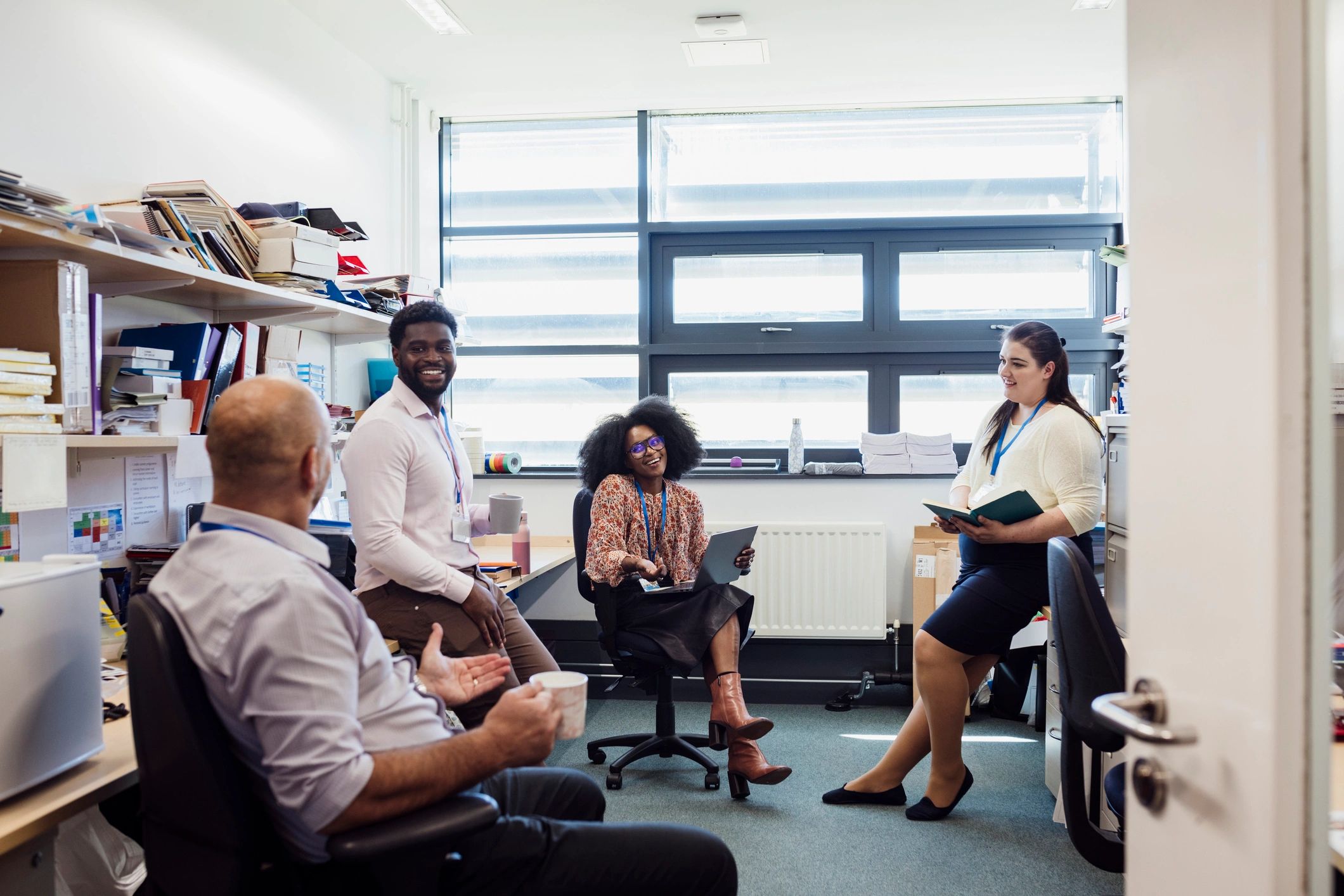 Business professionals connecting during a team meeting