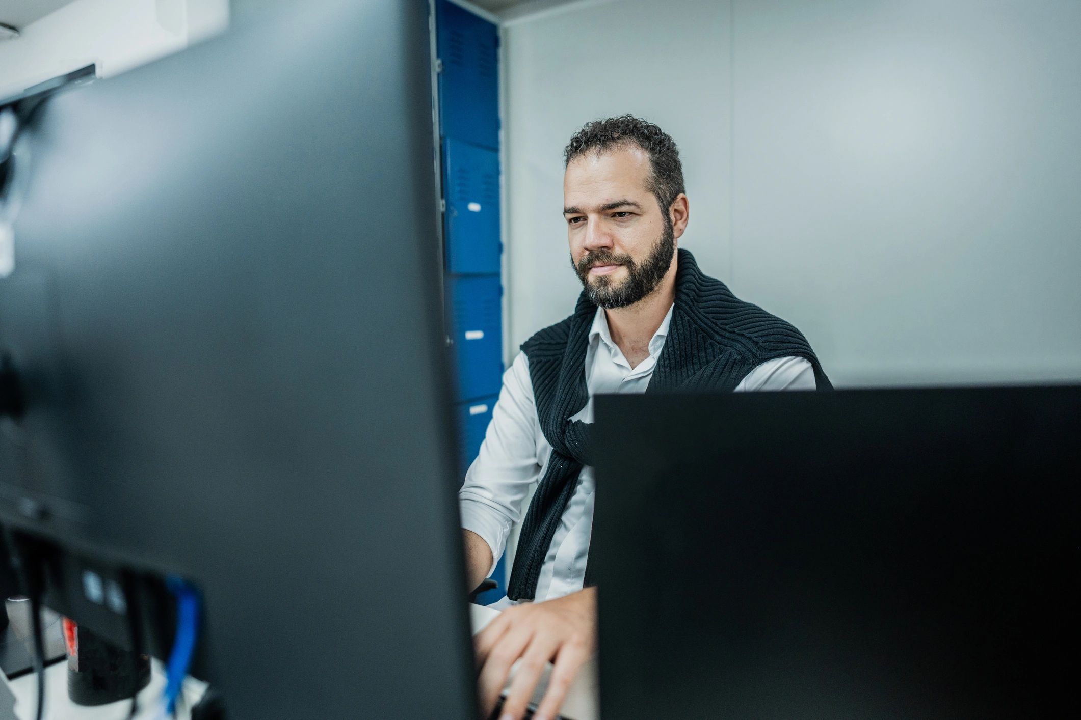 Technology consultant working in an office