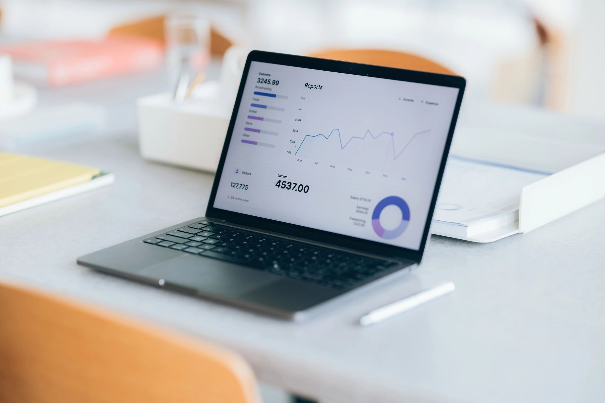 Analytics dashboard displayed on a laptop
